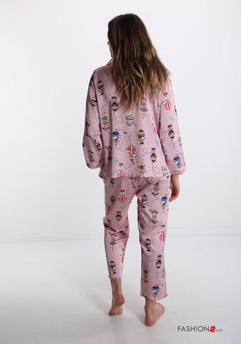 Pyjama set  with buttons with pockets Printed pattern - ph 2