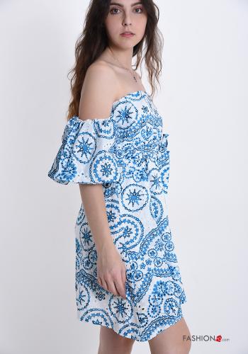 Robe en Coton à Imprimé Géométrique avec noeud - ph 3