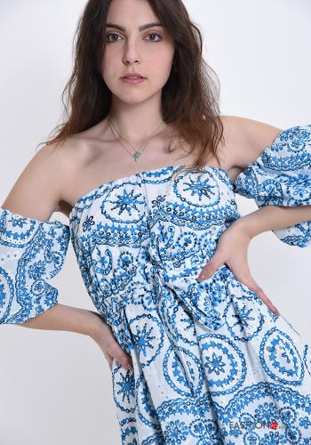 Robe en Coton à Imprimé Géométrique avec noeud - ph 4