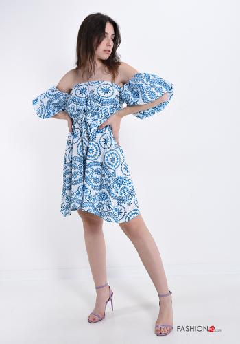 Robe en Coton à Imprimé Géométrique avec noeud - ph 5