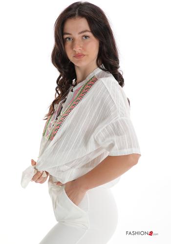 Chemise en Coton à broderie avec noeud à franges - ph 3