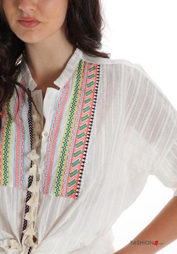Chemise en Coton à broderie avec noeud à franges - ph 4