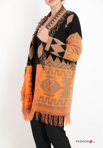 Chaqueta de punto  con flecos Estampado Geométrico - ph 1