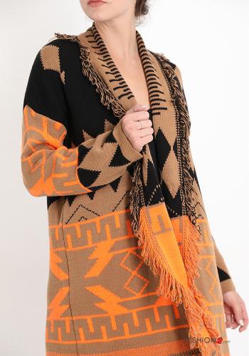 Chaqueta de punto  con flecos Estampado Geométrico - ph 4