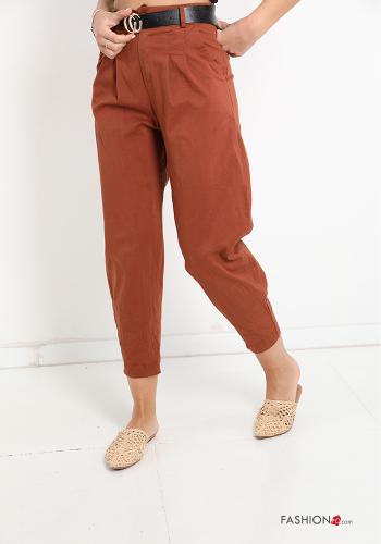 Pantalone in Cotone con cintura con tasche
