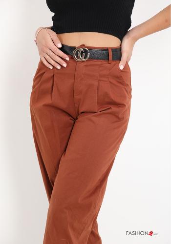 Hose aus Baumwolle mit Gürtel mit Taschen - ph 4