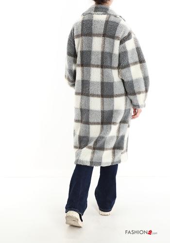 Manteau Imprimé vichy à boutons avec poches - ph 2