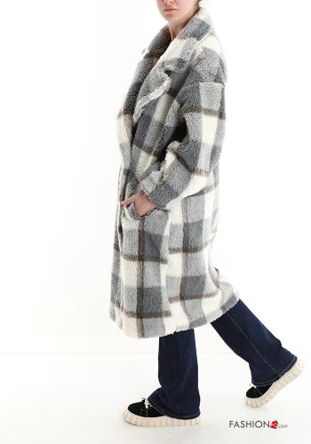 Manteau Imprimé vichy à boutons avec poches - ph 3