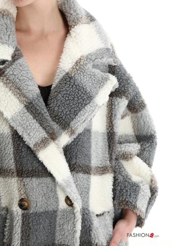 Manteau Imprimé vichy à boutons avec poches - ph 4