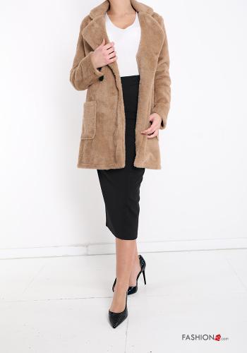 Cappotto pelliccia sintetica con tasche - ph 1