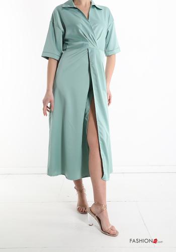 Robe satin à col en V - ph 1