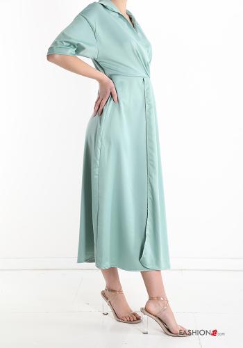 Robe satin à col en V - ph 3