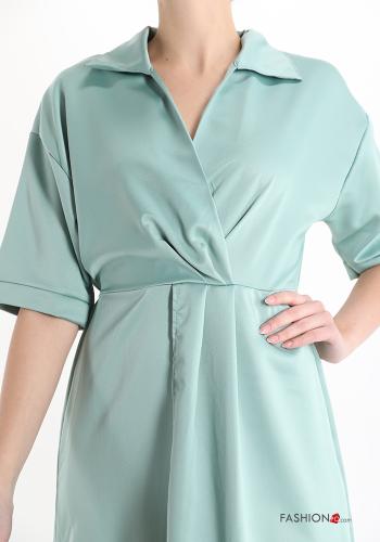 Robe satin à col en V - ph 4