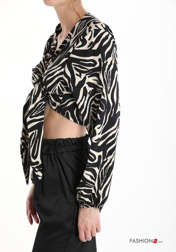 Animal print Top with bow with v-neck - ph 3