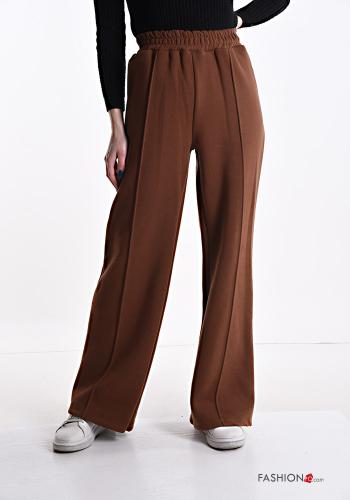 wide leg Cotton Trousers with elastic