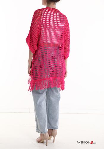 netz Strickjacke aus Baumwolle mit Fransen 3/4 ärmel - ph 2