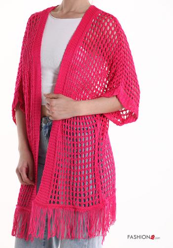 netz Strickjacke aus Baumwolle mit Fransen 3/4 ärmel - ph 4