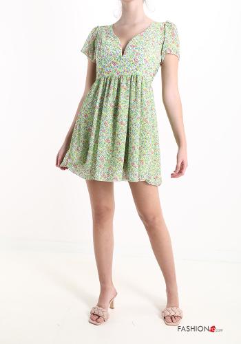 Robe à Imprimé Floral avec noeud à col en V - ph 1