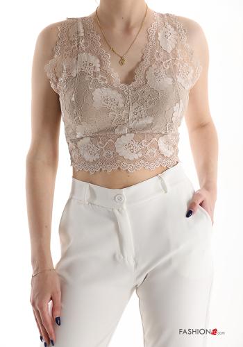 Top pizzo scollo a V
