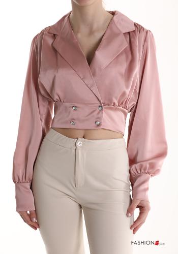 Top satin croisé à col en V