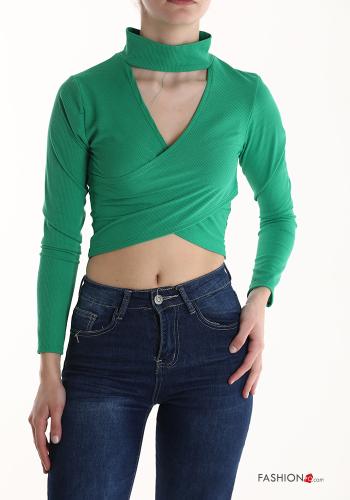 extra long sleeve Top with v-neck