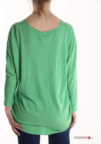 Lettering print Long sleeved top with sequins - ph 2