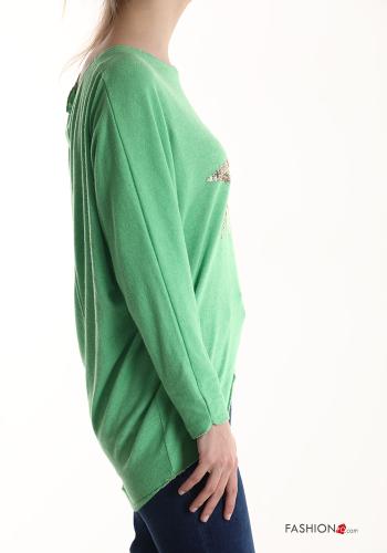 Lettering print Long sleeved top with sequins - ph 3