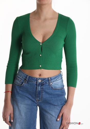 mini Cotton Cardigan with buttons with v-neck