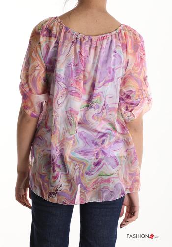 Blouse manches courtes à Imprimé Floral avec noeud avec élastique - ph 2