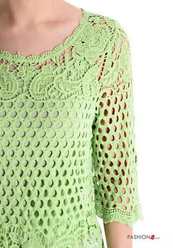 Blusa in Cotone Fantasia ricamata maniche a tre quarti - ph 4