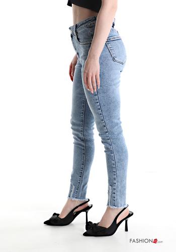 skinny roher saumabschluss Jeans aus Baumwolle mit Taschen - ph 3