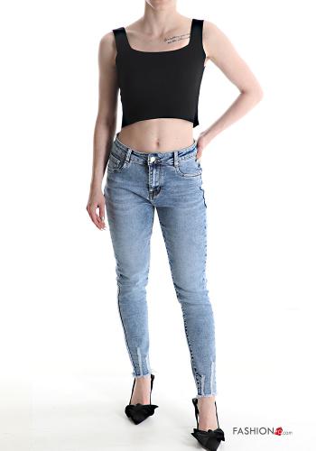 skinny roher saumabschluss Jeans aus Baumwolle mit Taschen - ph 5