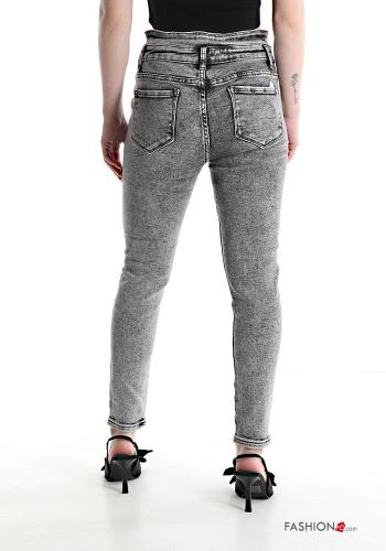 skinny ripped Cotton Jeans with buttons with pockets - ph 2