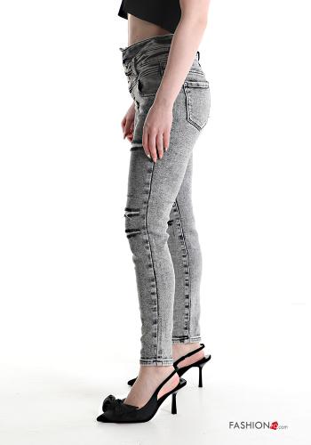 skinny ripped Cotton Jeans with buttons with pockets - ph 3