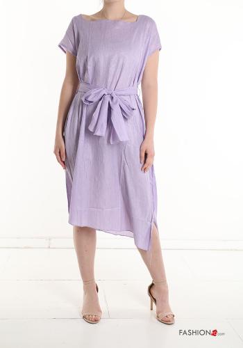 Abito maniche corte al ginocchio con fusciacca con spacco