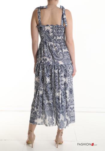 Abito senza maniche lungo Fantasia jacquard con elastico con balze con fiocco - ph 2