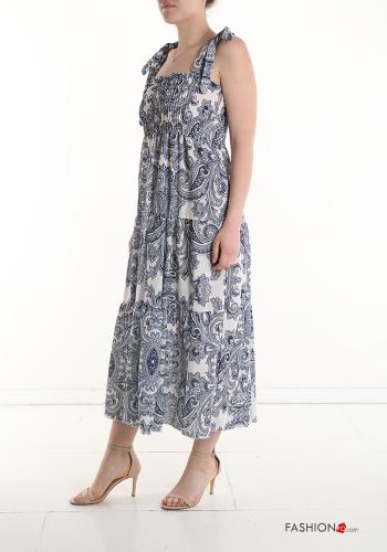 Abito senza maniche lungo Fantasia jacquard con elastico con balze con fiocco - ph 3