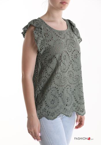 Blusa de Algodón sin mangas bordado inglés - ph 3