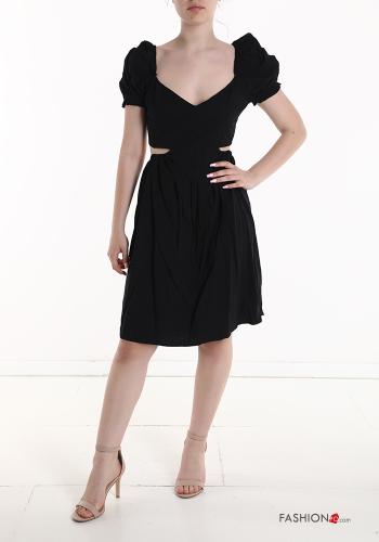 short sleeve backless knee-length Cotton Dress