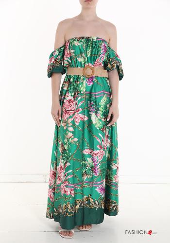 Floral long Dress with belt