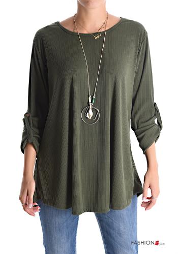 Blouse with necklace 3/4 sleeve