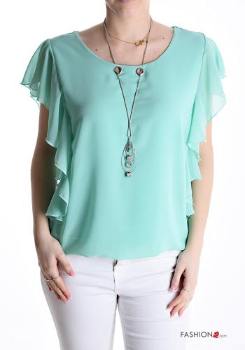 ruffle sleeve Blouse with necklace - ph 1