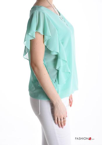 ruffle sleeve Blouse with necklace - ph 3