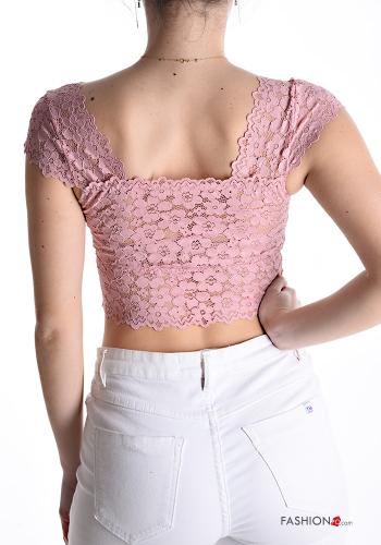 sleeveless mini lace trim Top - ph 2