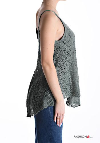Besticktes Muster Spitze- rückenfrei Tank-Top aus Baumwolle - ph 3