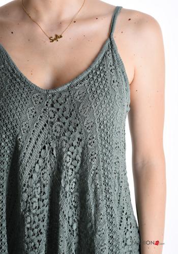 Besticktes Muster Spitze- rückenfrei Tank-Top aus Baumwolle - ph 4