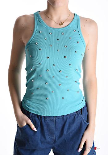 Canotta costine con strass
