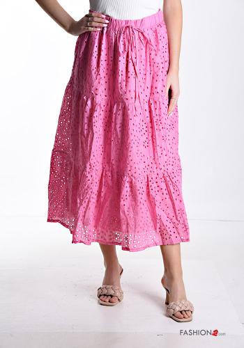 Embroidered Skirt with elastic broderie anglaise with flounces - ph 1