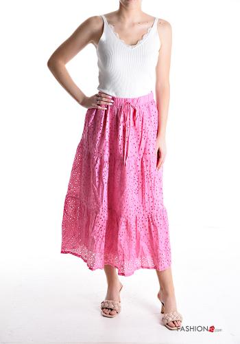 Embroidered Skirt with elastic broderie anglaise with flounces - ph 5