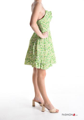 Floral adjustable backless Dress plunging neckline with elastic with knot with flounces - ph 3